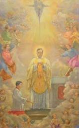 Almudi.org - San Josemaría celebrando la Santa Misa. Retablo Parroquia San Josemaría de Valencia