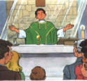 Jesus comes to the altar