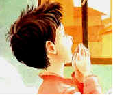 Josemarí de niño rezando antes de acostarse