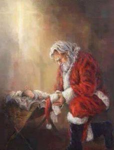 Image result for santa claus hincado ante pesebre